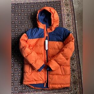 NWT Lands End Boys XL Orange and Blue Insulated Thermoplume Jacket